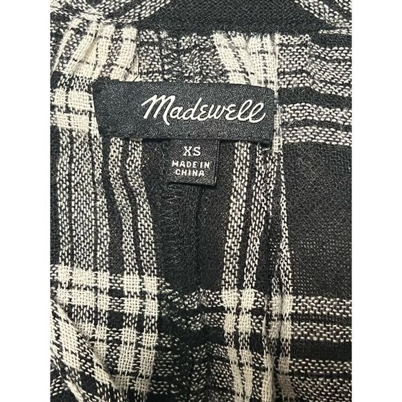 Madewell Small Highroad Popover Oversized Clarksburg Plaid Top Black White - Picture 5 of 9